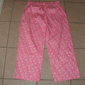 NEW Pink Floral Sz Large Elastic Waist Cotton Lounge Sleep Pants MARK ASHTON